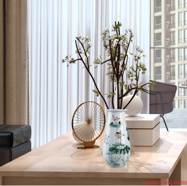 Jingdezhen hand-painted ceramic vase now rising furnishing articles sitting room ground hydroponic lucky bamboo flower arrangement craft ornaments