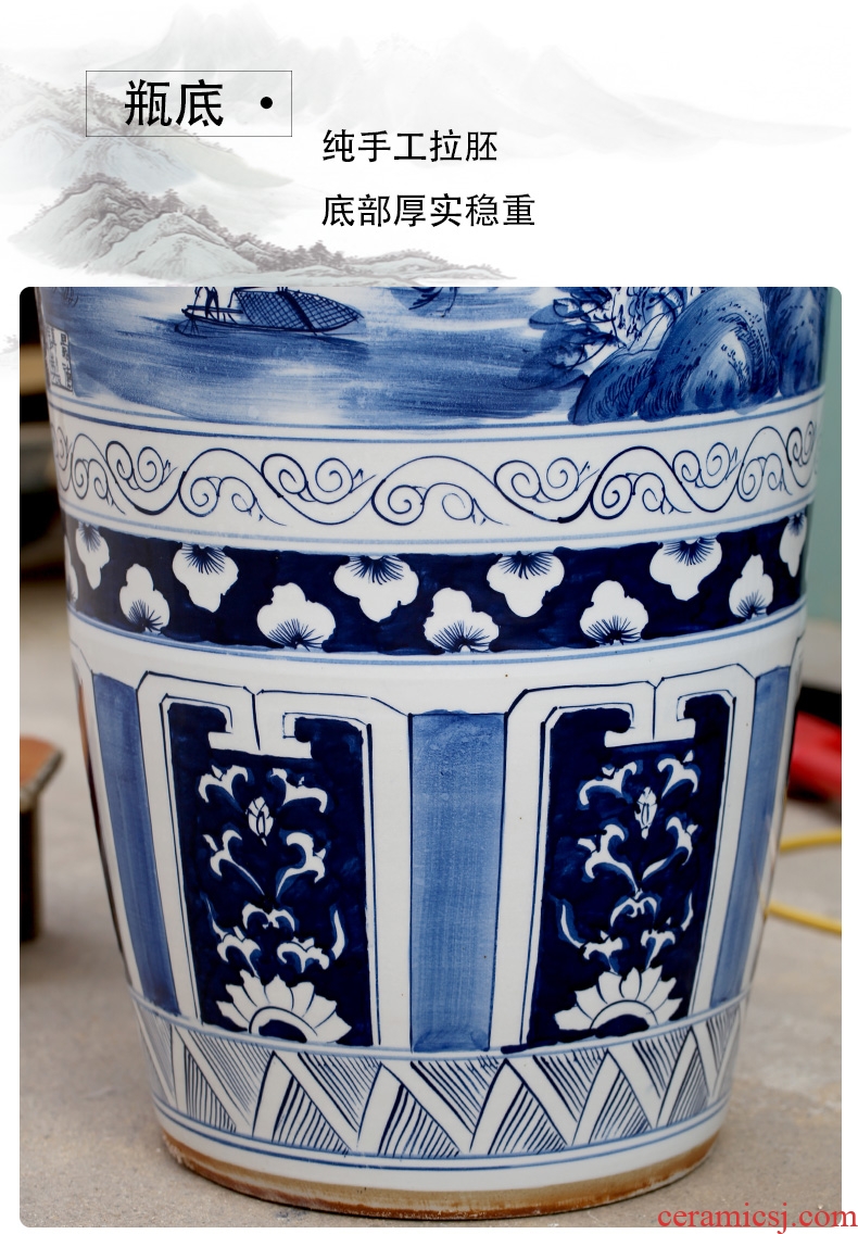 Jingdezhen furnishing articles hand-painted kumsusan river of blue and white porcelain vase home sitting room ground adornment opening gifts