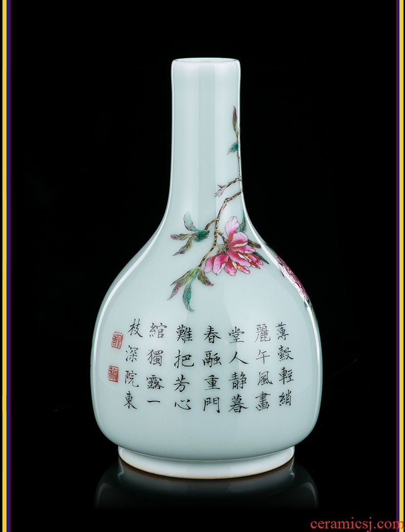 Better sealed kiln hand-painted floret bottle shadow blue glaze sitting room adornment porcelain jingdezhen ceramics furnishing articles rich ancient frame by hand