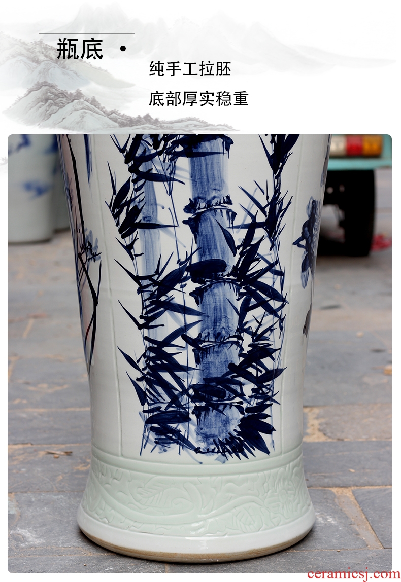 Jingdezhen ceramics big vase chrysanthemum patterns opened new Chinese style villa hotel, sitting room decorate floor furnishing articles
