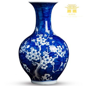 Jingdezhen ceramics antique blue and white porcelain vases, flower arranging plum flower Chinese style living room TV wine decorations furnishing articles