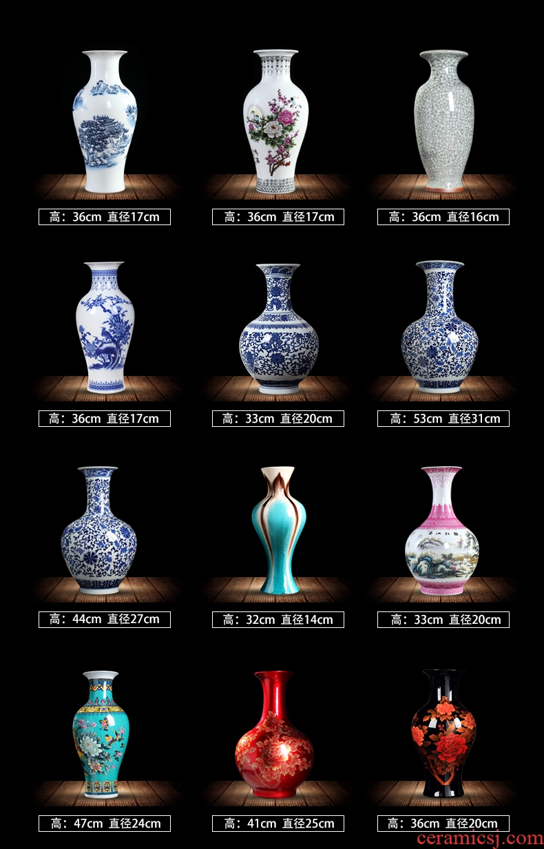 Jingdezhen ceramics vase furnishing articles sitting room dry flower arranging flowers contemporary and contracted rich ancient frame cabinet decorative arts and crafts
