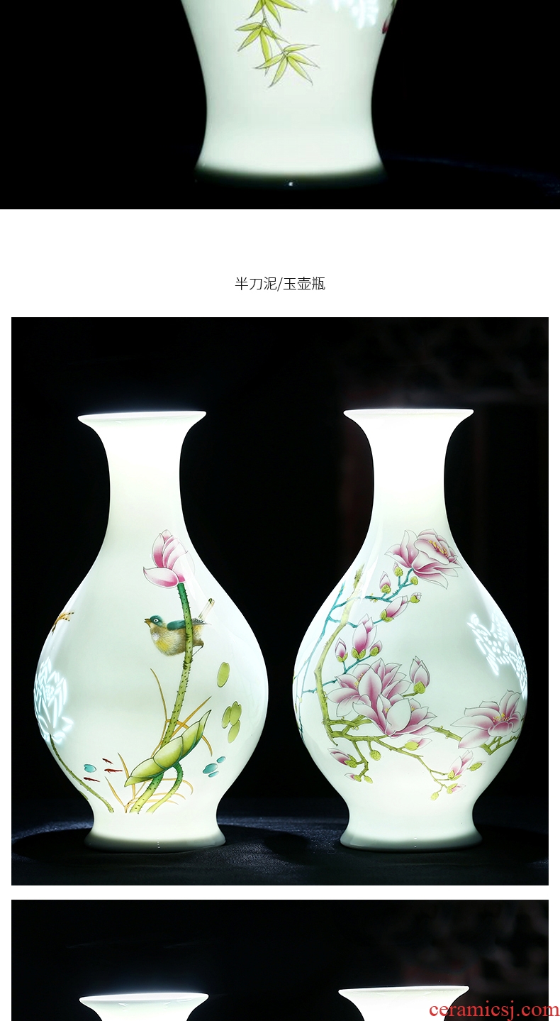 Pervious to light the vase creative arts and crafts and exquisite porcelain of jingdezhen ceramics furnishing articles sitting room flower arranging thin knife clay by hand