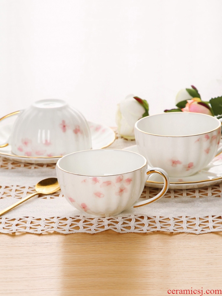 Inky european-style bone China coffee cups and saucers suit household contracted English afternoon tea tea set ceramic teapot cup