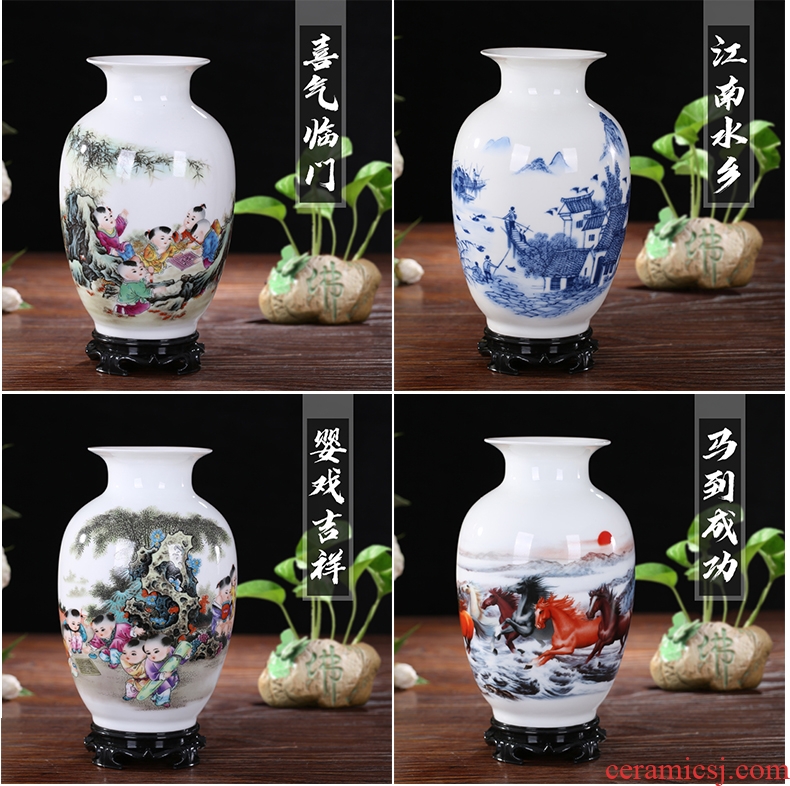 Jingdezhen ceramics contracted small and pure and fresh flower arranging floret bottle of the sitting room TV ark home decoration crafts