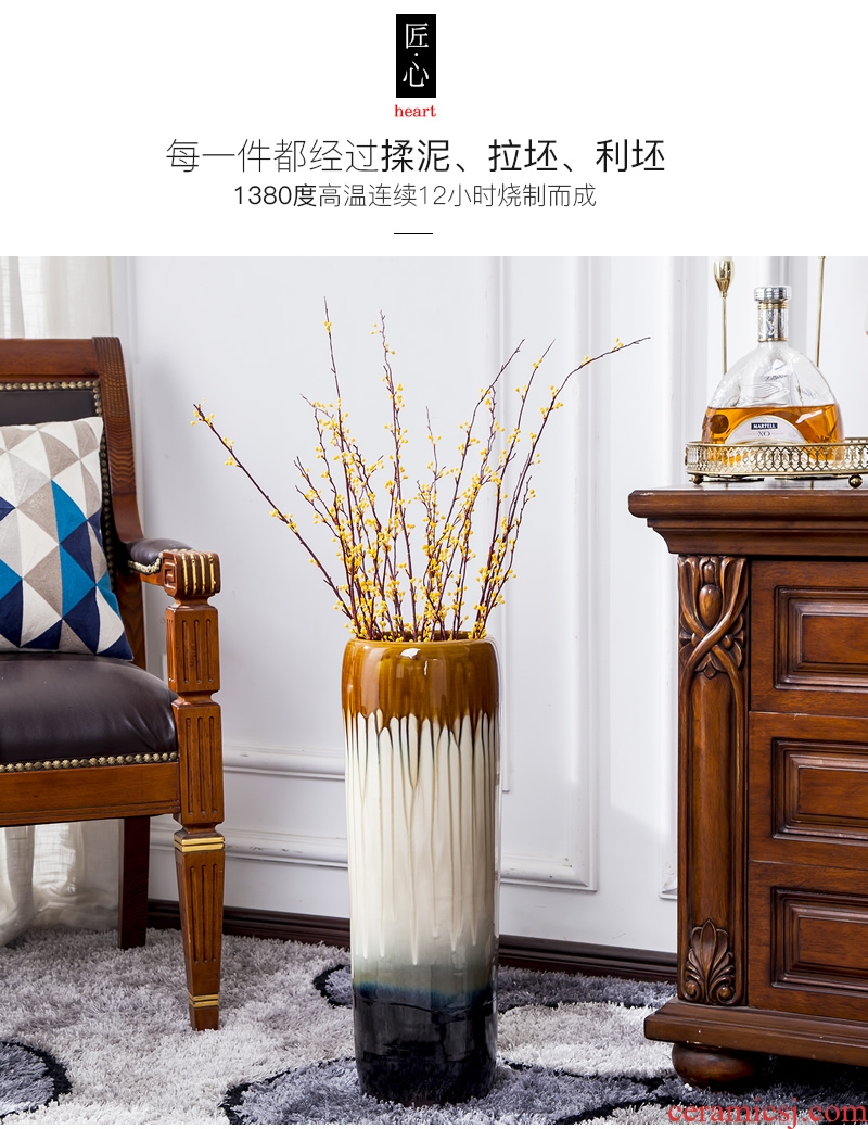 Jingdezhen dried flowers of large vases, ceramic European contemporary and contracted Chinese flower arranging large sitting room adornment is placed