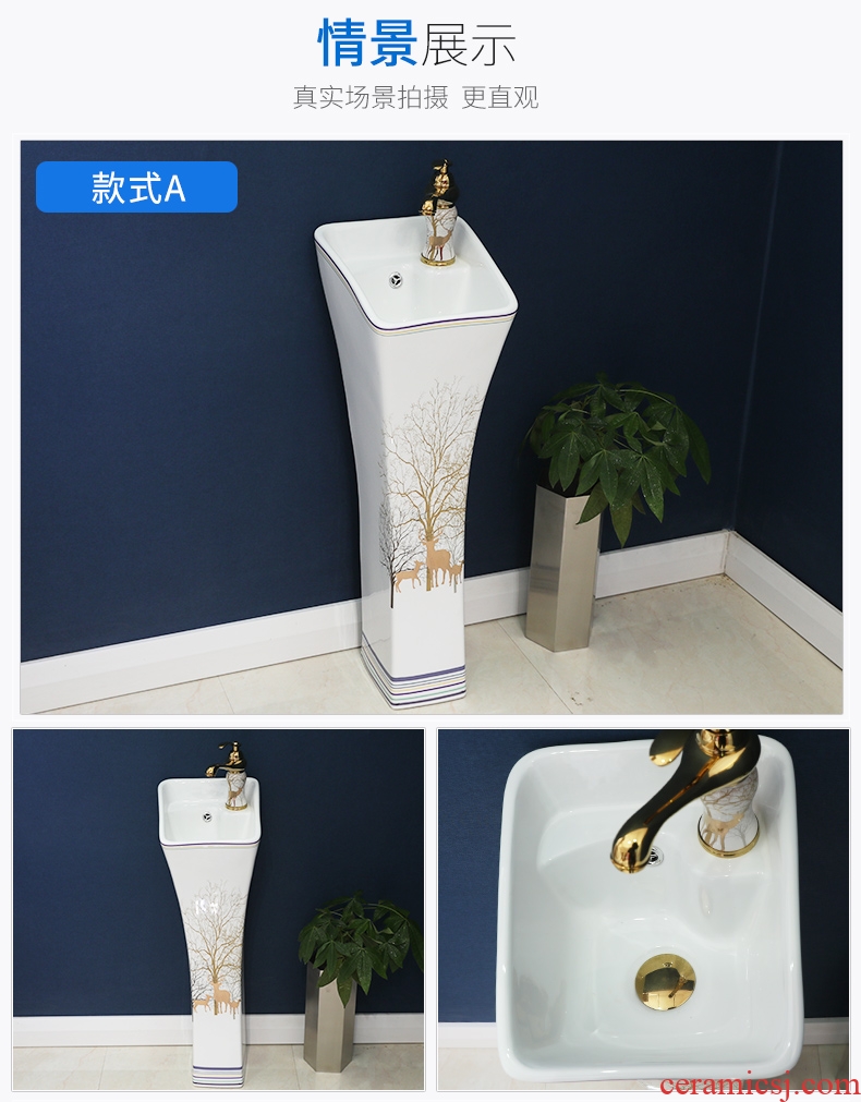 Ceramic basin of pillar type lavatory retro art basin outdoor pillar one floor toilet lavabo