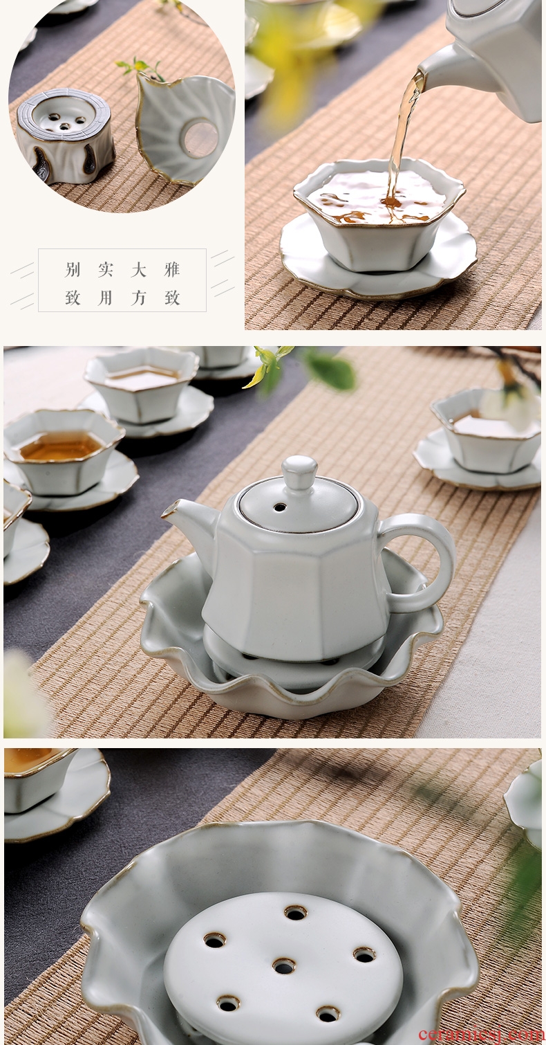 Your kiln tea suit household modern jingdezhen ceramic kung fu tea cups of a complete set of simple circular teapot