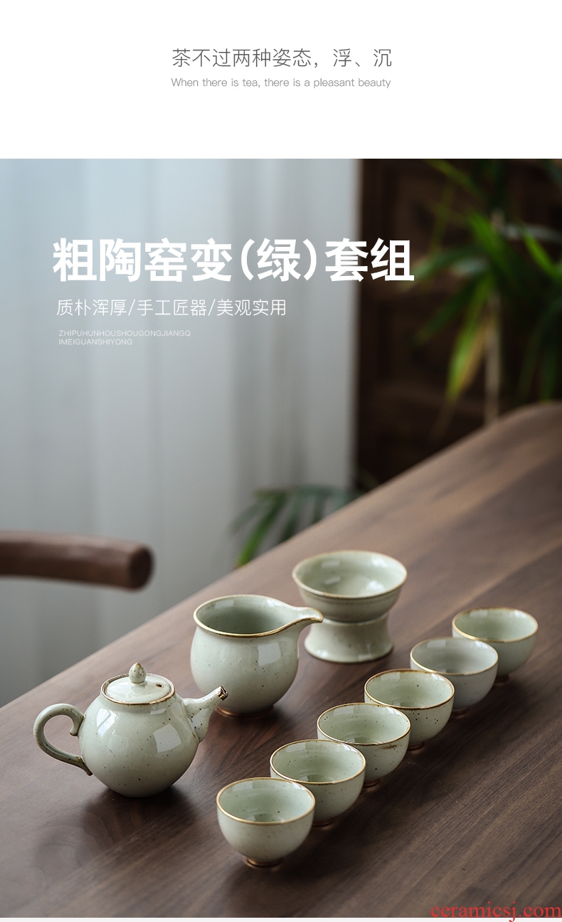 Three thousand pot of tea to girder ceramic creative household coarse pottery teapot Japanese kung fu tea tea set gift