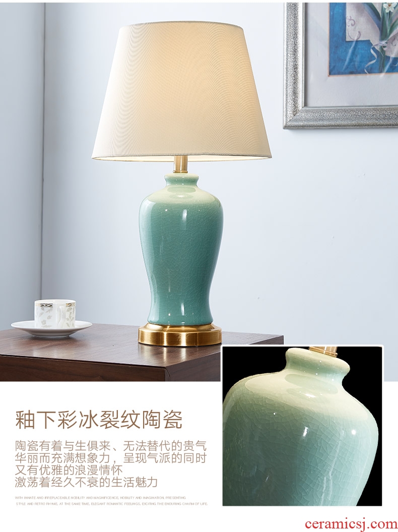 Nordic light luxury American ceramic desk lamp light warm idea of bedroom the head of a bed contracted and contemporary sitting room is adjustable light