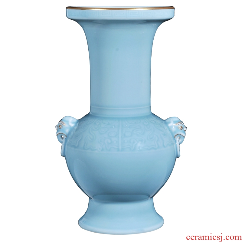 Jingdezhen ceramics imitation qing qianlong color glaze flower vase sitting room porch decorate new Chinese style household furnishing articles