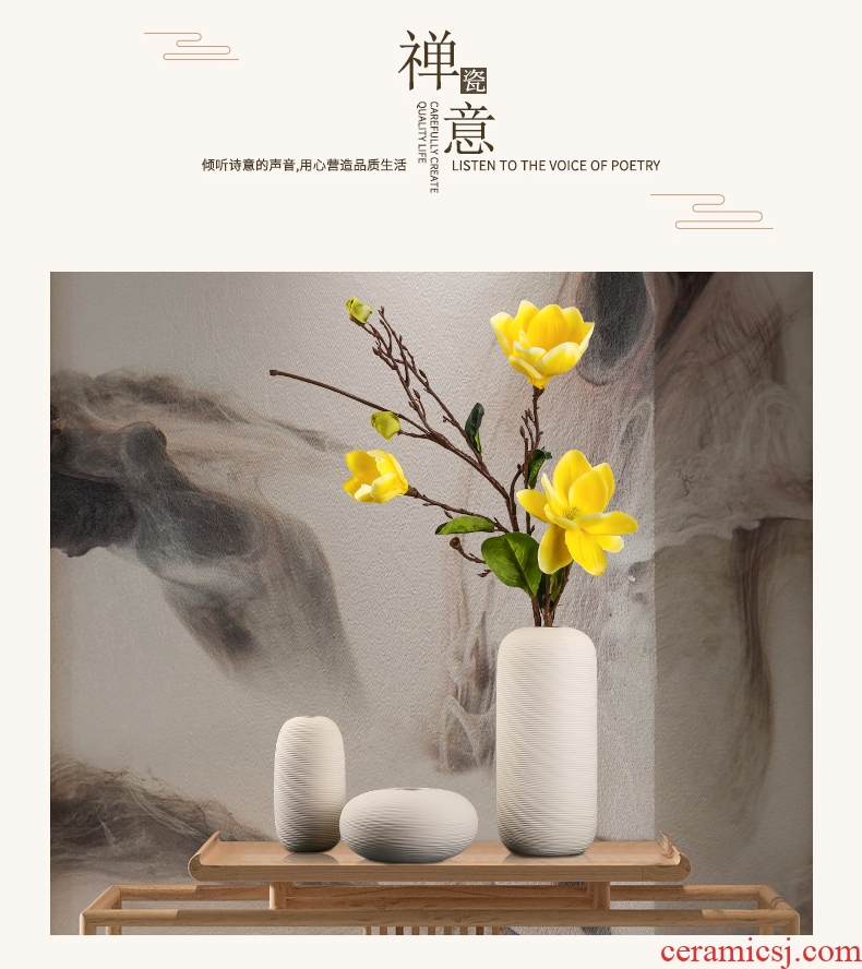 Contemporary and contracted sitting room table ceramic vase furnishing articles european-style flower arranging dried flower flower implement household soft adornment in the living room