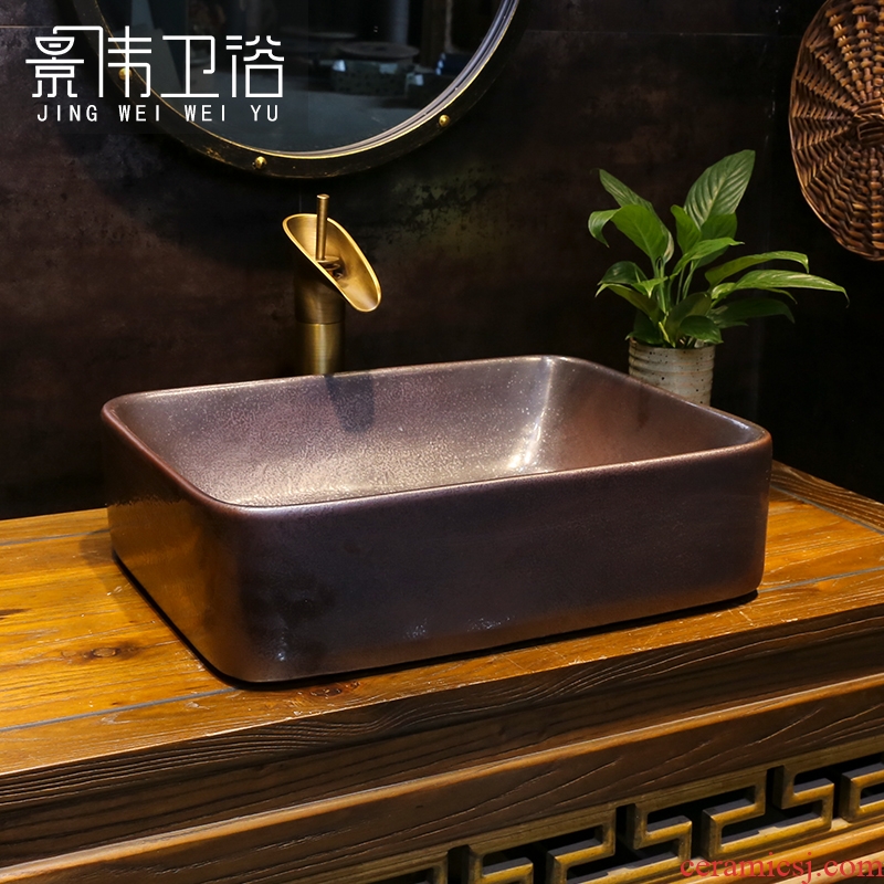 Copper art stage basin rectangle European ceramic lavatory toilet lavabo sink basin