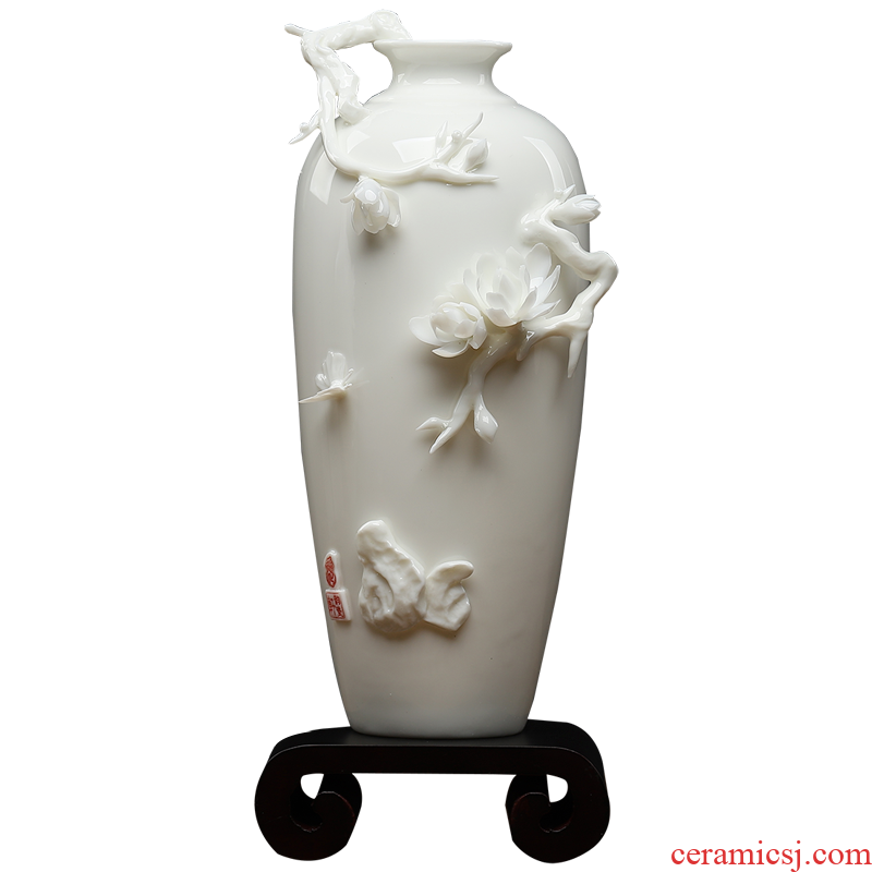 Oriental soil big vase furnishing articles dehua white porcelain ceramics new Chinese style household rich ancient frame sitting room adornment