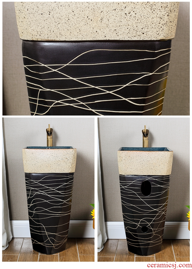 Retro pillar lavabo balcony lavatory basin of one pillar toilet stage basin ceramic home floor