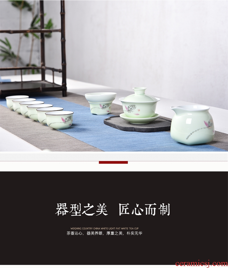 Gorgeous young creative household and exquisite ceramic kung fu tea set tea tray tureen teapot tea cup contracted with tea