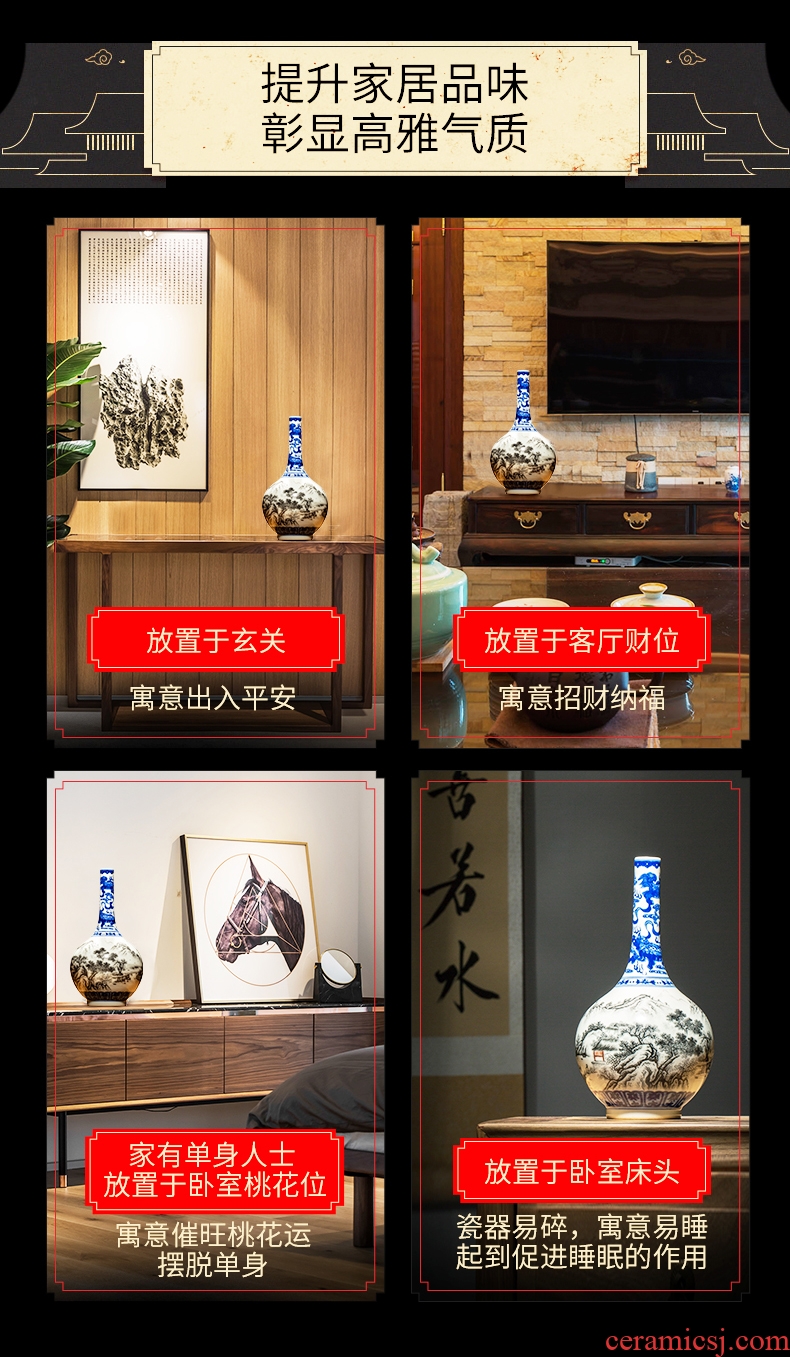 Better sealed kiln porcelain of jingdezhen ceramic floret bottle furnishing articles sitting room of Chinese style restoring ancient ways is rich ancient frame blue and white porcelain antique