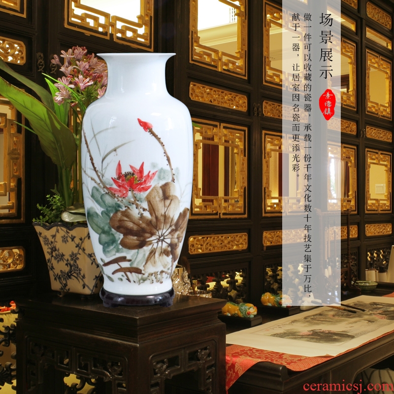 Chinese jingdezhen hand-painted ceramics vase furnishing articles dried flower arranging flowers home sitting room adornment handmade crafts