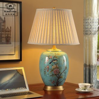 Tmall elves intelligent acoustic voice control American all jingdezhen ceramic desk lamp villa large copper living room desk lamp