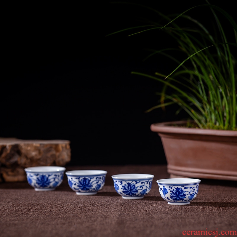 Red hand Chinese jingdezhen ceramics kung fu tea set 8 head home outfit bound branch lotus tea gifts