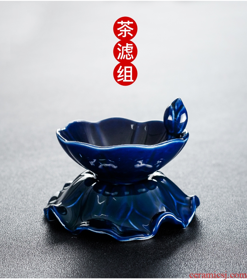 Qin Yi blue and white porcelain tea set manual ceramic kung fu tea household cup lid bowl of a complete set of gift boxes