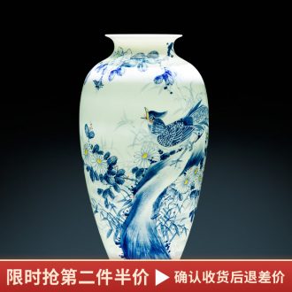 Master of jingdezhen ceramics hand-painted blue and white porcelain vase furnishing articles of Chinese style adornment porch decoration large sitting room