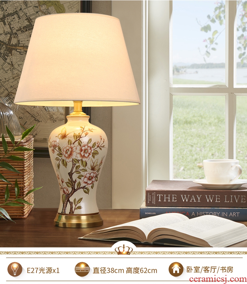 Desk lamp of bedroom the head of a bed lamp, contemporary and contracted creative new Chinese style living room warm and romantic home adjustable light ceramic lamp