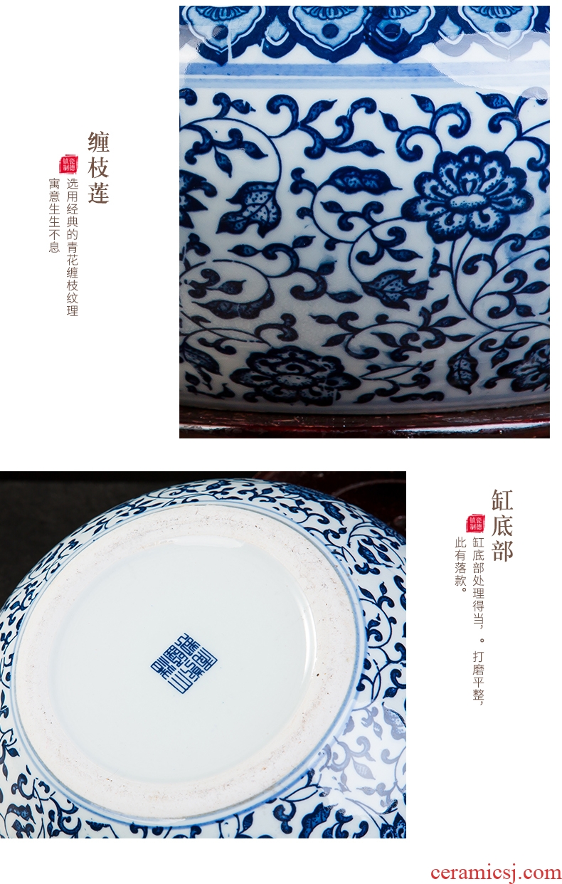 Jingdezhen ceramics porcelain bottle daikin tank cylinder tortoise narcissus basin of household water lily lotus garden furnishing articles