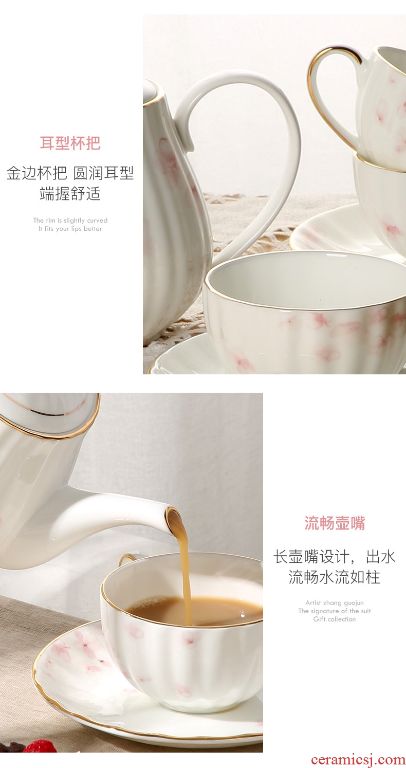 Inky european-style bone China coffee cups and saucers suit household contracted English afternoon tea tea set ceramic teapot cup