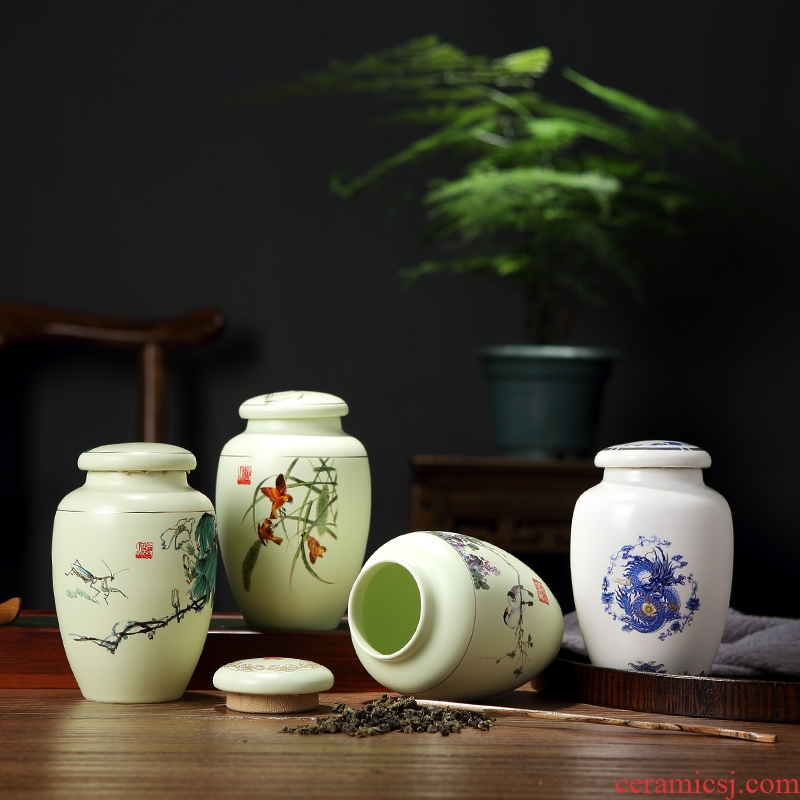 DH caddy ceramic seal tank storage POTS home two small storage tank jingdezhen medium tea cups