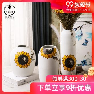 Jingdezhen ceramics plug stem vases, contemporary and contracted hand-painted art vases, small pure and fresh and the bedroom TV ark furnishing articles