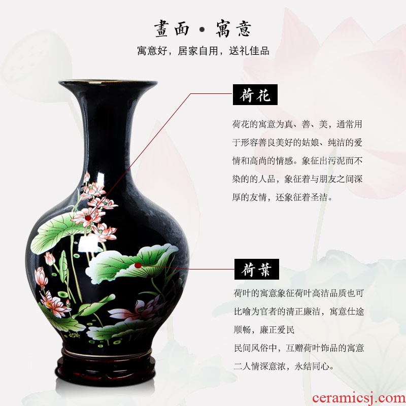 Jingdezhen chinaware lotus flower bottle arranging flowers vase of porcelain of modern Chinese style household adornment sitting room ark furnishing articles