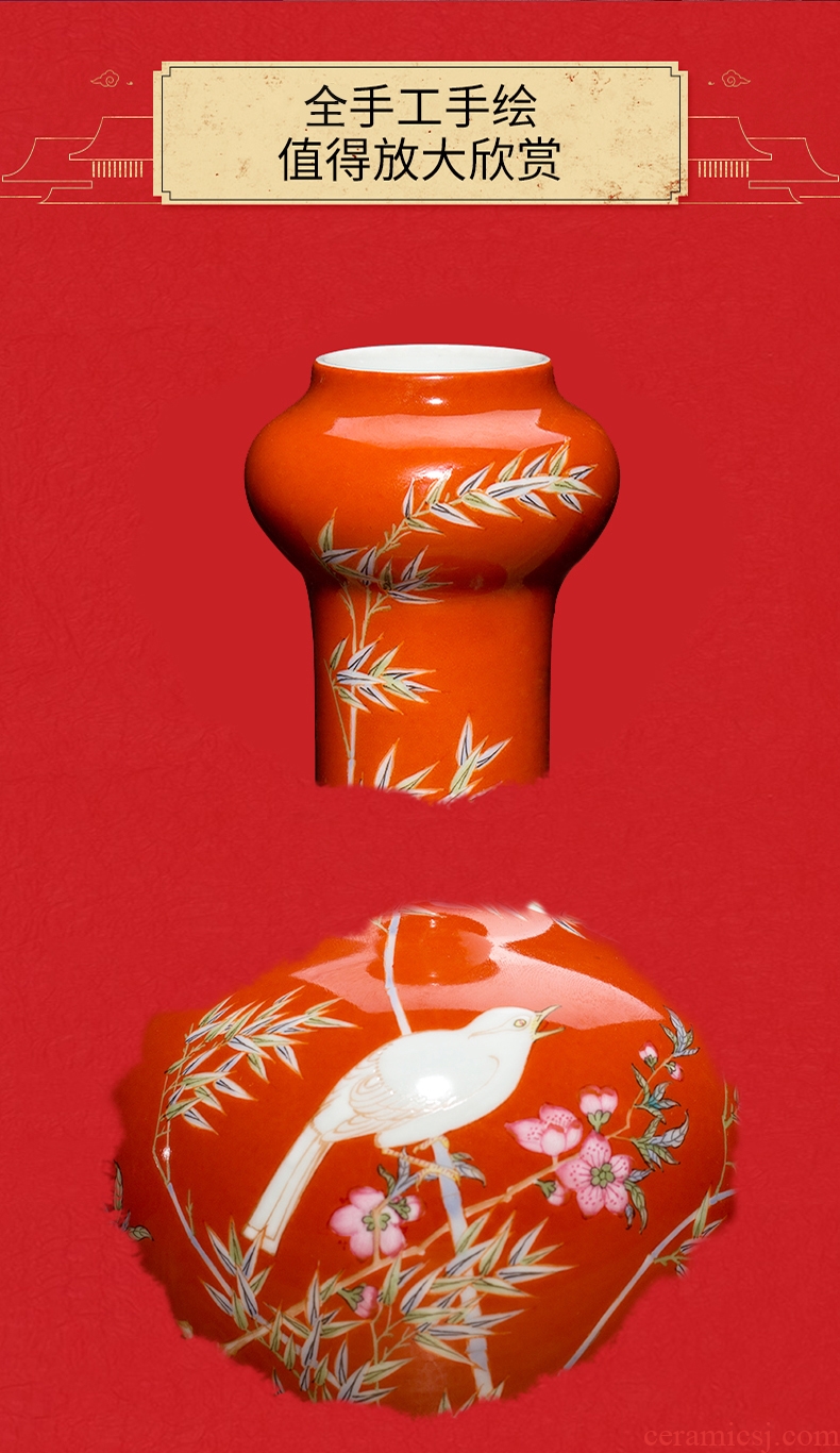 Better sealed kiln jingdezhen ceramic vase red garlic bottle home furnishing articles rich ancient frame craft porcelain small living room
