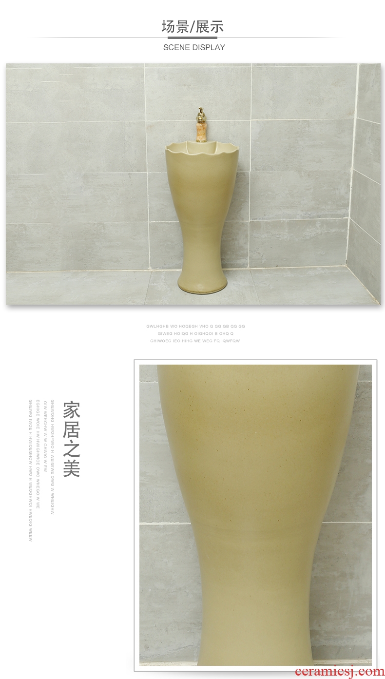 Nordic retro ceramic column basin one-piece home floor pillar lavabo is the pool that wash a face with wash basin