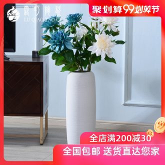 Contemporary and contracted ceramic white vase landing simulation suit furnishing articles dried flower arranging flowers large north European style living room