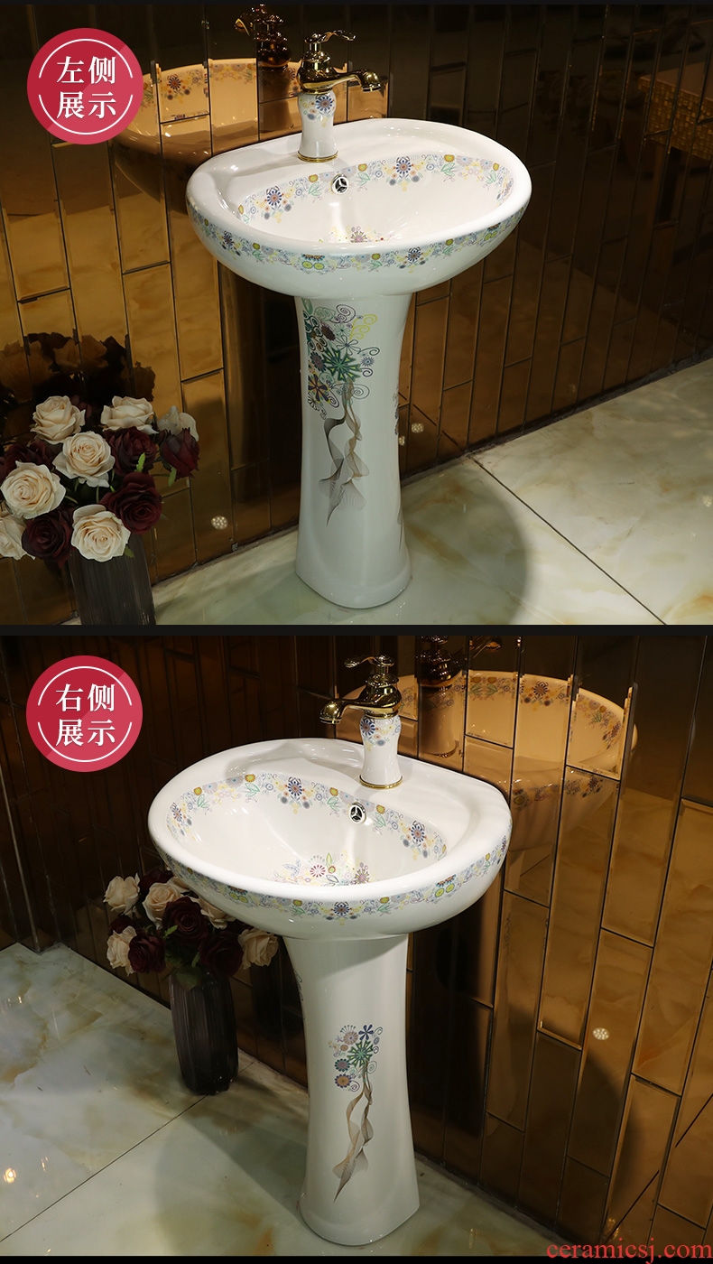 Million birds ceramic column basin of small family toilet lavatory floor vertical wash basin sink the balcony