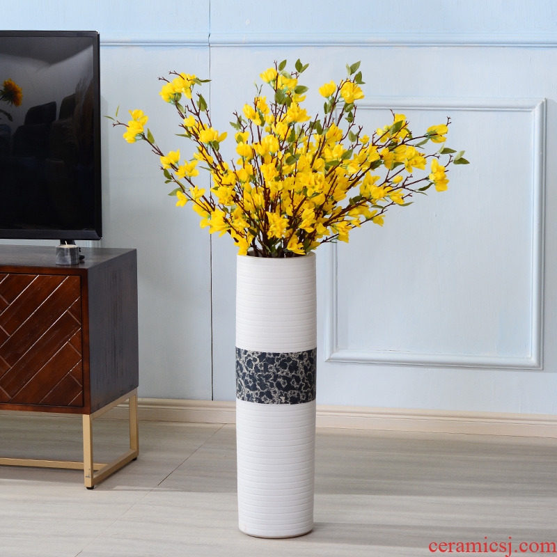 Straight cylindrical landing large north European art ceramics vase ins wind furnishing articles sitting room simulation flower picture tube