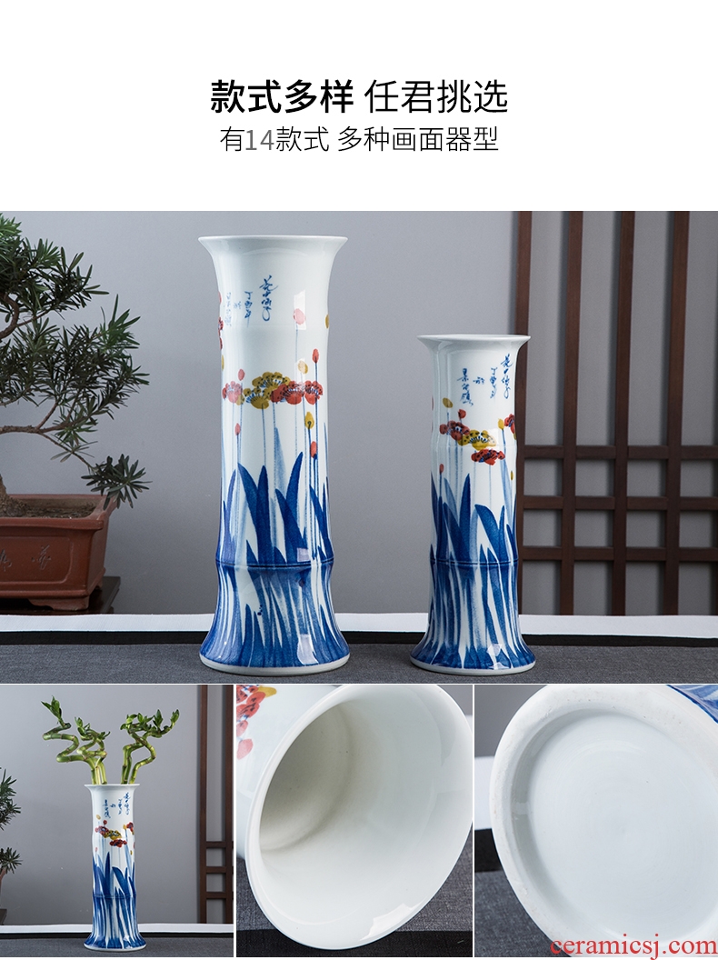 Jingdezhen hand-painted ceramic vase now rising furnishing articles sitting room ground hydroponic lucky bamboo flower arrangement craft ornaments