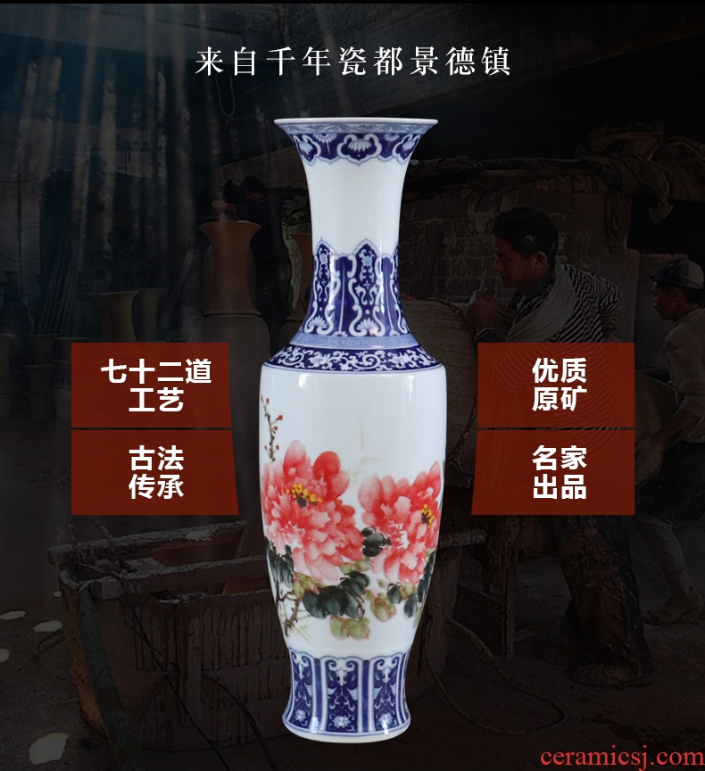 Be born blue and white porcelain vases, jingdezhen ceramics furnishing articles sitting room dry flower arranging flowers hand-painted decorative handicrafts