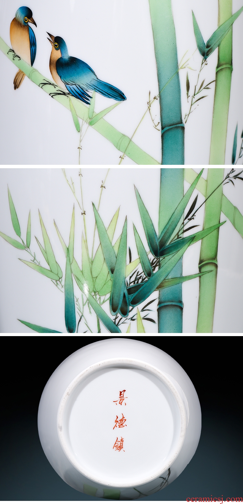 Jingdezhen ceramics furnishing articles hand-painted bamboo vases, flower arrangement of the sitting room porch decoration of new Chinese style household ornaments