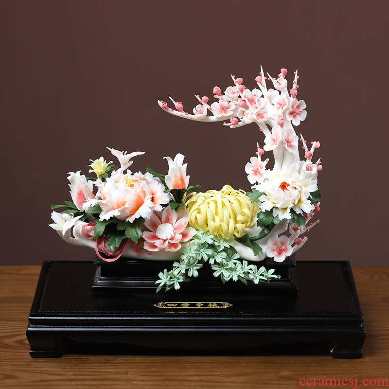 Oriental soil new Chinese style ceramic flower place to live in the sitting room porch manual art decoration/bloom of the four seasons