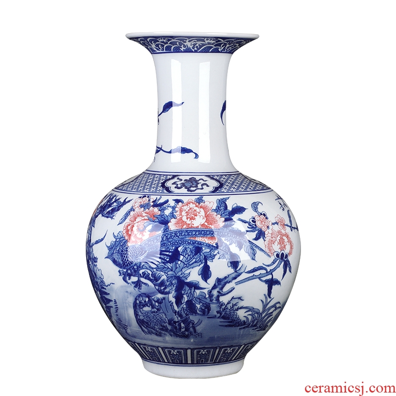 Jingdezhen ceramics antique blue and white porcelain vase large sitting room of Chinese style household flower arranging desktop ornaments furnishing articles