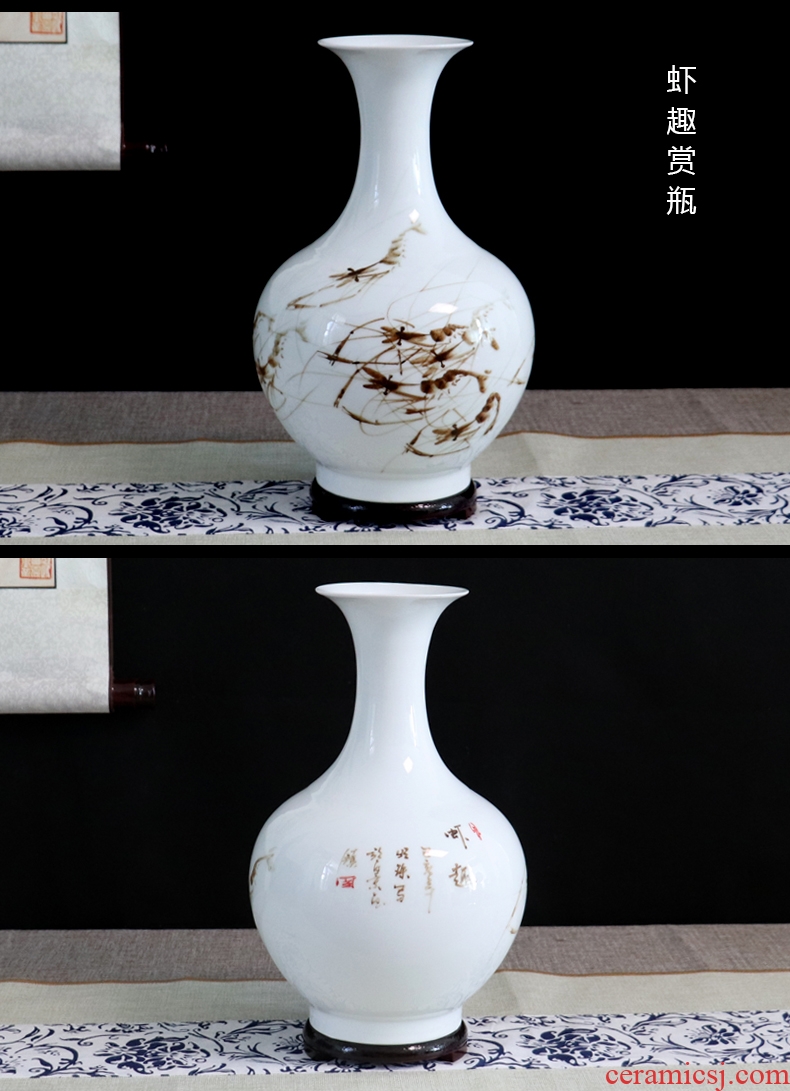 Chinese jingdezhen hand-painted ceramics vase furnishing articles dried flower arranging flowers home sitting room adornment handmade crafts