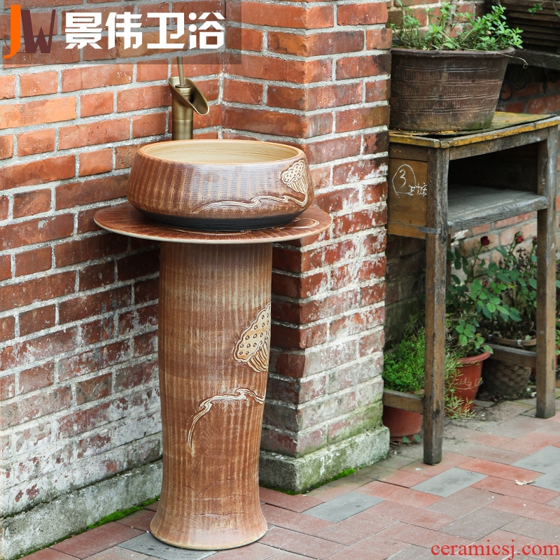 JingWei column basin sink pillar type lavatory ceramic basin basin of wash one balcony column outdoor
