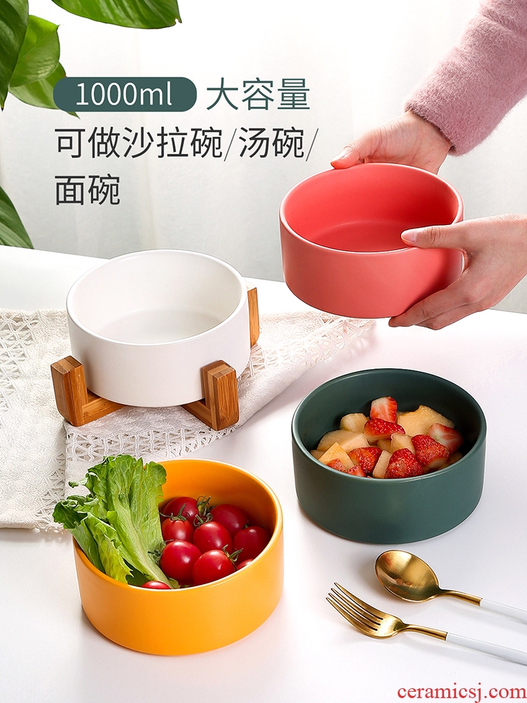 Nordic ceramic salad bowl, creative household contracted web celebrity ins tableware and the single large rainbow noodle bowl bowl soup bowl