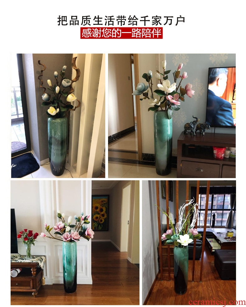 American jingdezhen ceramic vase flower arrangement of large living room furnishing articles of Chinese style porch lattice-windows lucky bamboo bottles