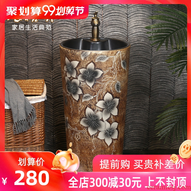 Koh larn restoring ancient ways, qi pillar lavabo ceramic basin outdoor archaize floor type lavatory column column