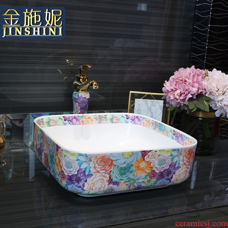 Gold cellnique creative small size ceramic lavatory basin art home bathroom sink basin on the basin that wash a face