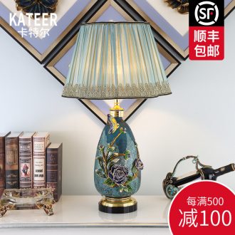 Cartel luxury colored enamel porcelain lamp type crystal creative villa living room lamp of bedroom the head of a bed