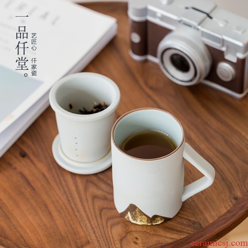Yipin thousand hall tea cup individual household filter tea mugs office separation tank with cover glass